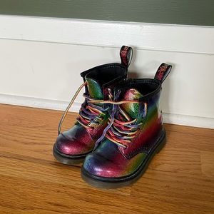 Dr Martens Toddler Size 8 Glitter Ombre Rainbow Boots